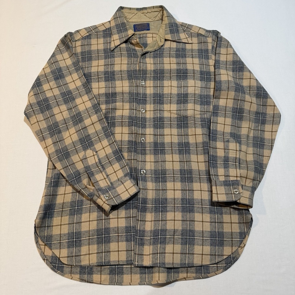 Vintage 70s Pendleton Flannel Quilted Plaid Large Pure Virgin Wool Made USA
